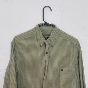 Vtg Woolrich Mens Green Plaid Button Down Sz M